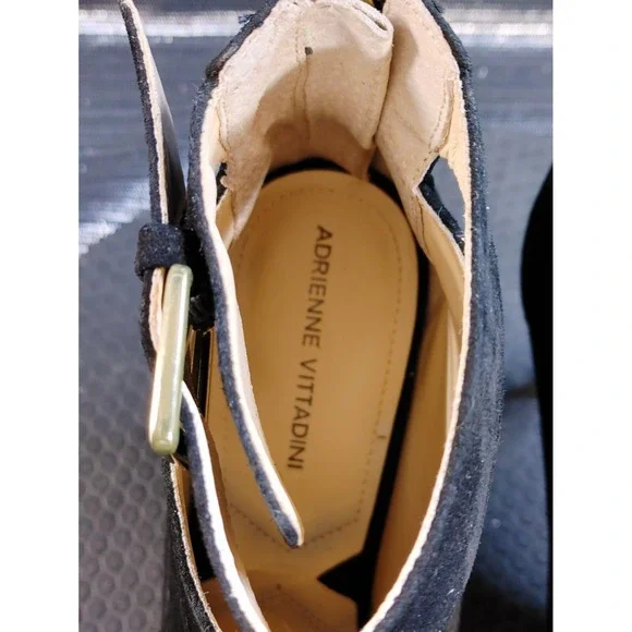ADRIENNE VITTADINI SIZE 9.5 AV-GAIL BLACK BACK ZIP T-STRAP SEUDE PUMP - Picture 9 of 12